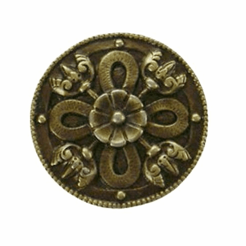 NHK-103-AB Celtic Shield Knob Antique Brass 1-1/8" Dia 7/8" Proj Period Pieces Collection by Notting Hill