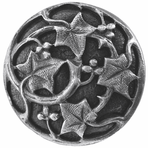 NHK-105-AP Ivy with Berries Knob Antique Pewter 1-1/8" Dia 7/8" Proj Florals & Leaves Collection by Notting Hill