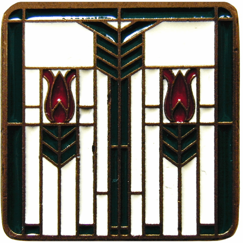 NHK-117-AB-C Prairie Tulips Knob Antique Brass/Evergreen 1-1/4" square 7/8" Proj Period Pieces Collection by Notting Hill
