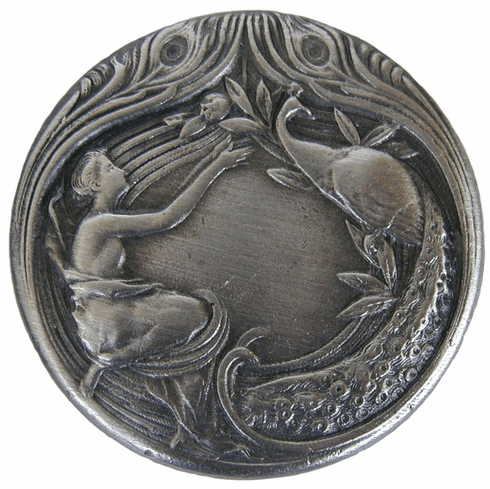 NHK-123-AP Peacock Lady Knob Antique Pewter 1-3/8" Dia 7/8" Proj Period Pieces Collection by Notting Hill