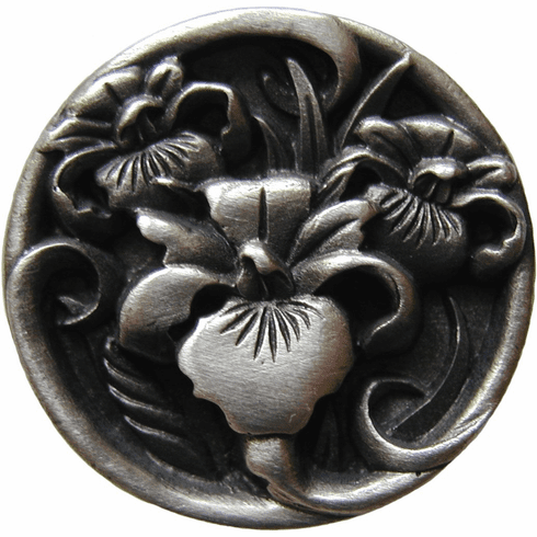 NHK-128-AP River Irises Knob Antique Pewter 1-3/8" Dia 7/8" Proj Nouveau Collection by Notting Hill