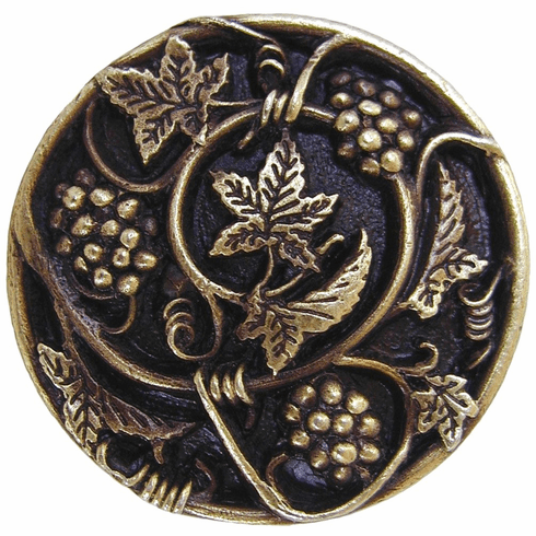 NHK-129-AB Grapevines Knob Antique Brass 1-5/16" Dia 7/8" Proj Tuscan Collection by Notting Hill