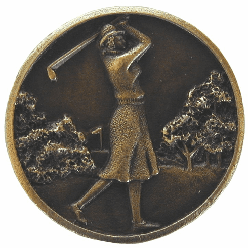 NHK-131-AB Lady of the Links Knob Antique Brass 1-1/8" Dia 7/8" Proj Pastimes Collection by Notting Hill