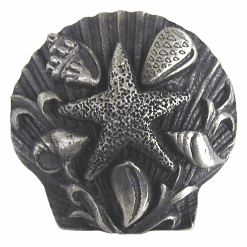NHK-134-AP Seaside Collage Knob Antique Pewter 1-5/16" Dia 7/8" Proj Pastimes Collection by Notting Hill