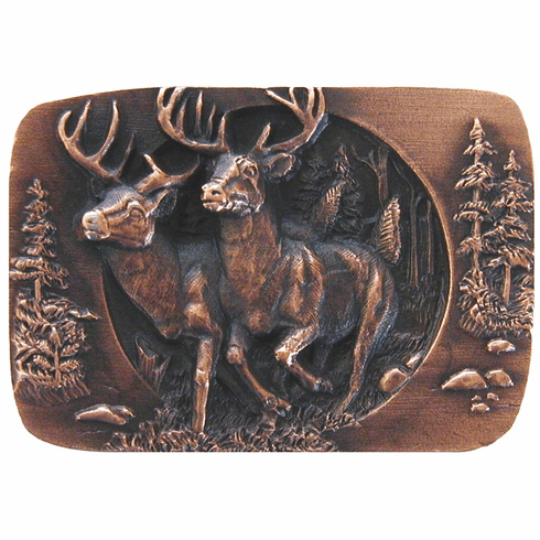 NHK-136-AC Bucks on the Run Knob Antique Copper 1-1/2" w x 1" h 7/8" Proj Lodge & Nature Collection by Notting Hill
