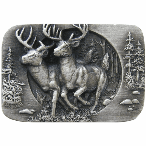 NHK-136-AP Bucks on the Run Knob Antique Pewter 1-1/2" w x 1" h 7/8" Proj Lodge & Nature Collection by Notting Hill