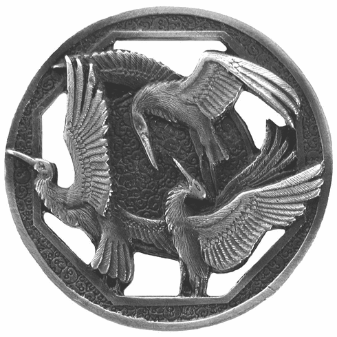 NHK-137-AP Crane Dance Knob Antique Pewter 1-3/8" Dia 7/8" Proj Lodge & Nature Collection by Notting Hill
