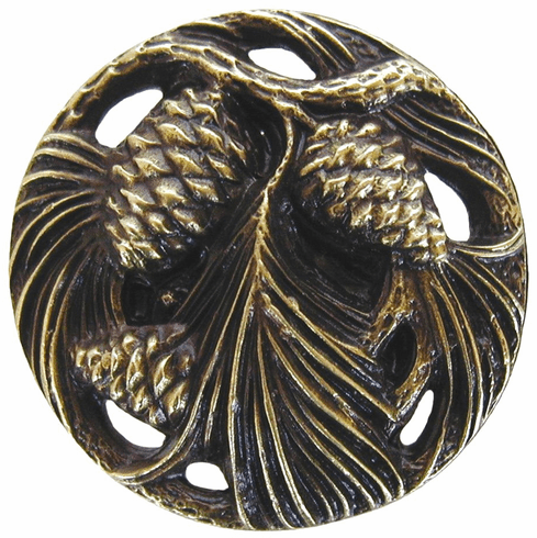NHK-138-AB Cones & Boughs Knob Antique Brass 1-3/8" Dia 7/8" Proj Woodland Collection by Notting Hill