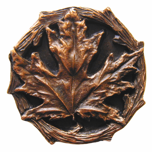 NHK-146-AC Maple Leaf Knob Antique Copper 1-1/4" Dia 7/8" Proj Woodland Collection by Notting Hill