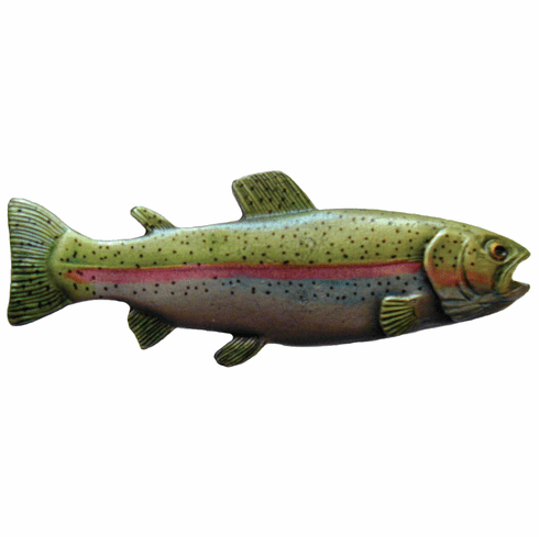 NHK-148-PHT-L Rainbow Trout Knob Hand-tinted Antique Pewter (Left side/faces right) 2-7/8" w x 1" h 7/8" Proj Lodge & Nature Collection by Notting Hill