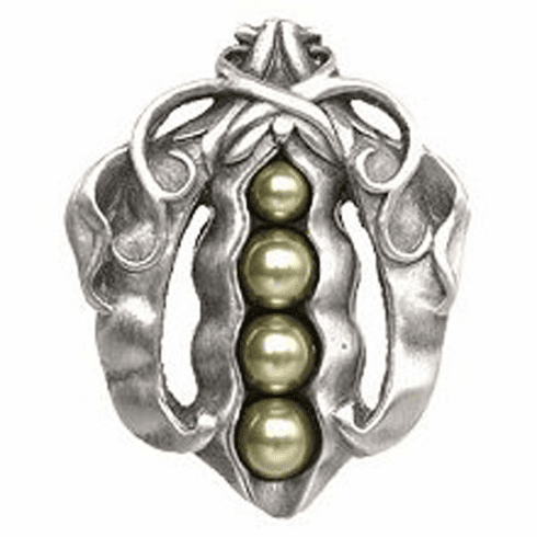 NHK-150-AP Pearly Peapod Knob Antique Pewter 1-5/8" w x 2" h 1-1/8" Proj Kitchen Garden Collection by Notting Hill