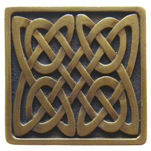 NHK-157-AB Celtic Isles Knob Antique Brass 1-3/8" square 7/8" Proj Nouveau Collection by Notting Hill
