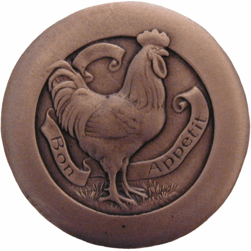 NHK-167-AC Rooster Knob Antique Copper 1-7/16" Dia 7/8" Proj Fun in the Kitchen Collection by Notting Hill