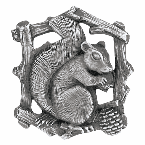 NHK-177-AP-L Grey Squirrel Knob Antique Pewter (Left side) 1-1/2" w x 1-5/8" h 7/8" Proj Woodland Collection by Notting Hill