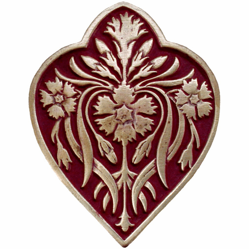 NHK-178-AB-A Dianthus Knob Antique Brass/Cayenne 1-1/2" w x 1-7/8" h 7/8" Proj English Garden Collection by Notting Hill