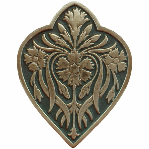 NHK-178-AB-C Dianthus Knob Antique Brass/Sage 1-1/2" w x 1-7/8" h 7/8" Proj English Garden Collection by Notting Hill