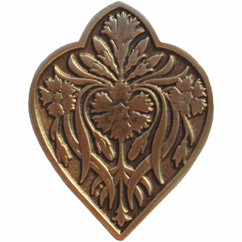 NHK-178-AB Dianthus Knob Antique Brass 1-1/2" w x 1-7/8" h 7/8" Proj English Garden Collection by Notting Hill