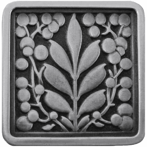 NHK-179-AP Mountain Ash Knob Antique Pewter 1-3/8" square 7/8" Proj English Garden Collection by Notting Hill