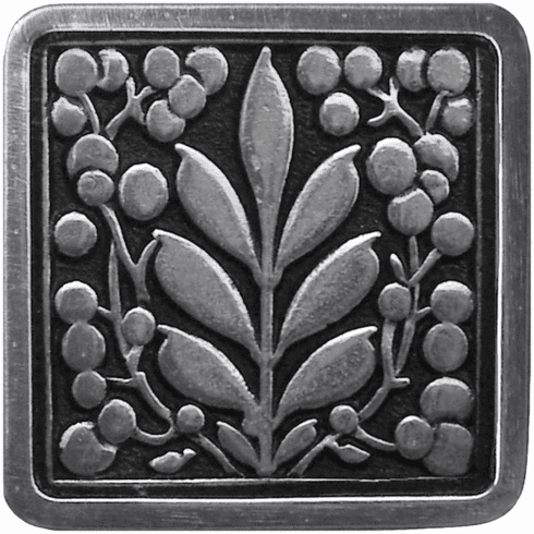 NHK-179-BP Mountain Ash Knob Brilliant Pewter 1-3/8" square 7/8" Proj English Garden Collection by Notting Hill