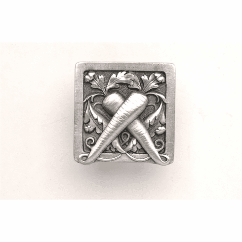 NHK-252-AP Leafy Carrot Knob Antique Pewter 1-1/2" square 7/8" Proj Kitchen Garden Collection by Notting Hill