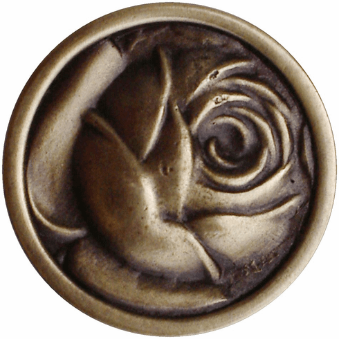 NHK-280-AB McKenna's Rose Knob Antique Brass 1-5/16" Dia 7/8" Proj English Garden Collection by Notting Hill