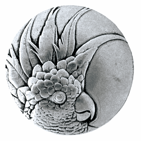 NHK-324-BP-L Cockatoo Knob Brilliant Pewter (Small - Left side) 1-3/8" Dia 7/8" Proj Tropical Collection by Notting Hill