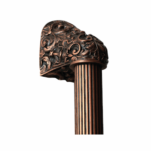 NHO-500-AC-12F Acanthus Antique Copper/Fluted Bar 12" OL 8" CC Base 2-3/8" x 2 1/8" 2-1/2" Proj King's Road Collection by Notting Hill