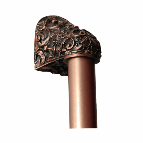 NHO-500-AC-12PL Acanthus Antique Copper/Plain Bar 12" OL 8" CC Base 2-3/8" x 2 1/8" 2-1/2" Proj King's Road Collection by Notting Hill