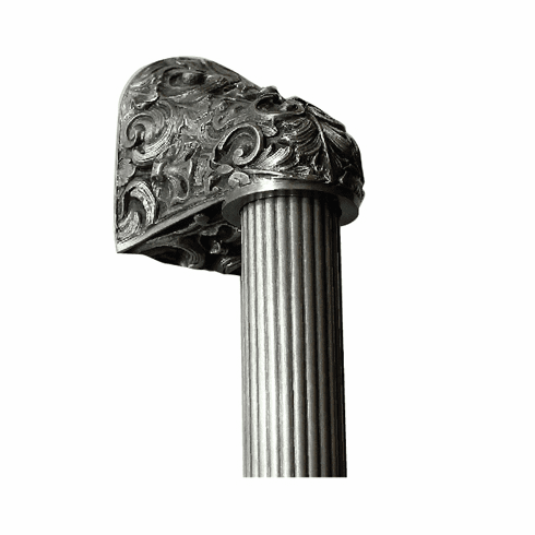 NHO-500-AP-14F Acanthus Antique Pewter/Fluted Bar 14" OL 10" CC Base 2-3/8" x 2 1/8" 2-1/2" Proj King's Road Collection by Notting Hill