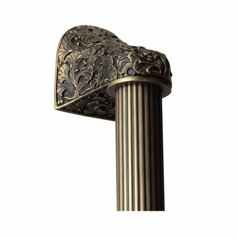 NHO-502-AB-16F Florid Leaves Antique Brass/Fluted Bar 16" OL 12" CC Base 2-3/8" x 2 1/8" 2-1/2" Proj Florals & Leaves Collection by Notting Hill