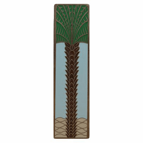 NHP-322-AB-B Royal Palm Pull Antique Brass/Pale Blue (Vertical) 3" CC 4" x 1" 7/8" Proj Tropical Collection by Notting Hill