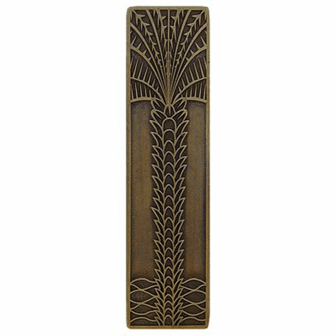 NHP-322-AB Royal Palm Pull Antique Brass (Vertical) 3" CC 4" x 1" 7/8" Proj Tropical Collection by Notting Hill