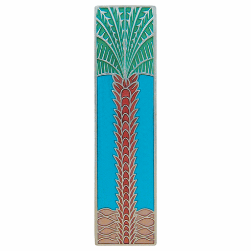 NHP-322-BP-A Royal Palm Pull Brilliant Pewter/Turquoise (Vertical) 3" CC 4" x 1" 7/8" Proj Tropical Collection by Notting Hill