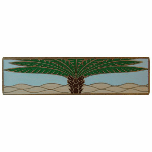NHP-323-AB-B Royal Palm Pull Antique Brass/Pale Blue (Horizontal) 3" CC 4" x 1" 7/8" Proj Tropical Collection by Notting Hill