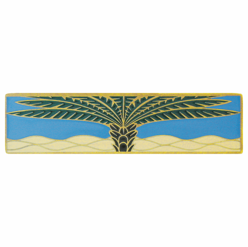 NHP-323-AB-C Royal Palm Pull Antique Brass/Periwinkle (Horizontal) 3" CC 4" x 1" 7/8" Proj Tropical Collection by Notting Hill