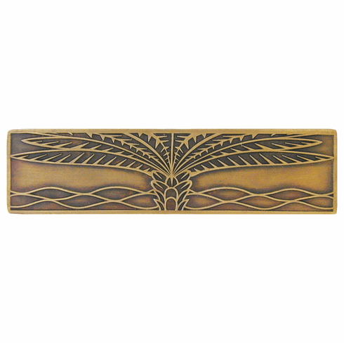 NHP-323-AB Royal Palm Pull Antique Brass (Horizontal) 3" CC 4" x 1" 7/8" Proj Tropical Collection by Notting Hill
