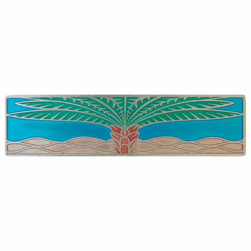 NHP-323-BP-A Royal Palm Pull Brilliant Pewter/Turquoise (Horizontal) 3" CC 4" x 1" 7/8" Proj Tropical Collection by Notting Hill