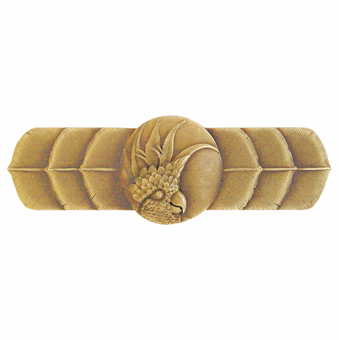 NHP-326-AB-L Cockatoo Pull Antique Brass (Horizontal - Left side) 3" CC 4-1/4" x 1-1/2" 7/8" Proj Tropical Collection by Notting Hill