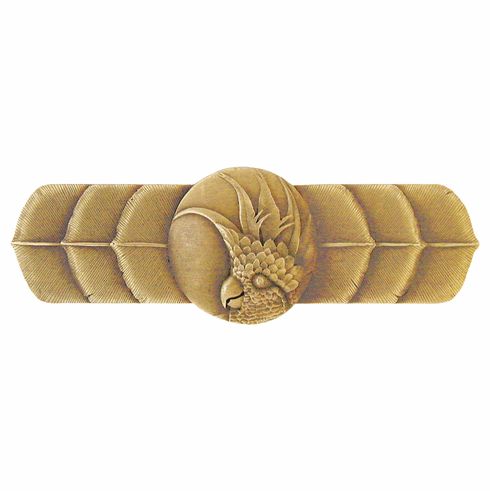 NHP-326-AB-R Cockatoo Pull Antique Brass (Horizontal - Right side) 3" CC 4-1/4" x 1-1/2" 7/8" Proj Tropical Collection by Notting Hill