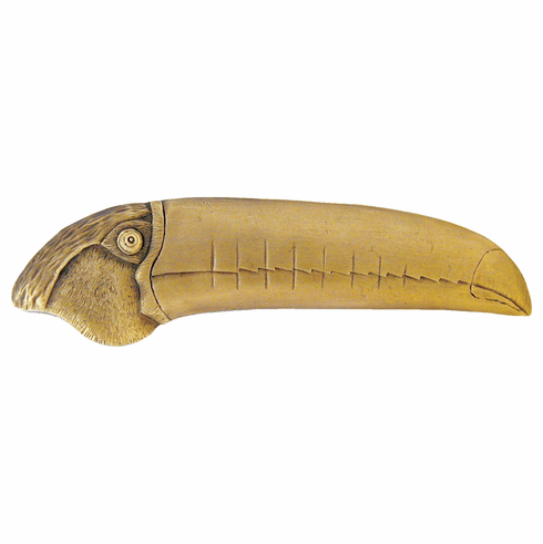 NHP-330-AB-L Toucan Pull Antique Brass (Left side) 3" CC 4-3/8" x 1-1/4" 7/8" Proj Tropical Collection by Notting Hill