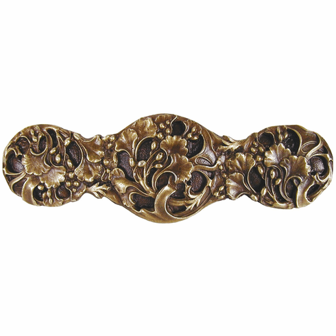 NHP-602-AB Florid Leaves Pull Antique Brass 3" CC 4" x 1-1/4" 7/8" Proj Florals & Leaves Collection by Notting Hill