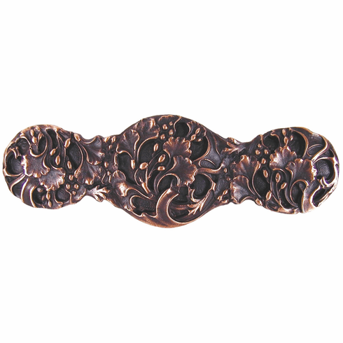 NHP-602-AC Florid Leaves Pull Antique Copper 3" CC 4" x 1-1/4" 7/8" Proj Florals & Leaves Collection by Notting Hill