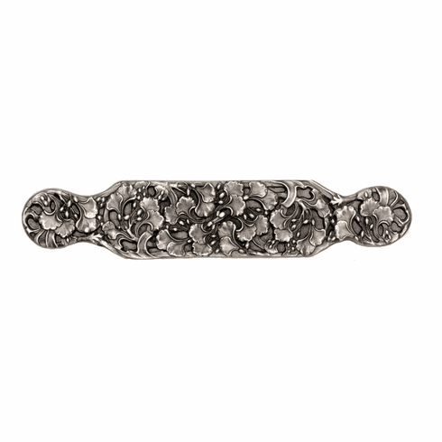 NHP-604-AP Florid Leaves Large Pull Antique Pewter 5" CC 6-1/4" x 4-1/4" 7/8" Proj Florals & Leaves Collection by Notting Hill