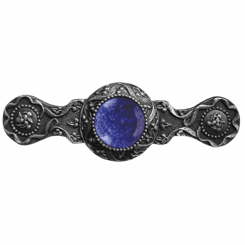 NHP-624-AP-BS Victorian Jewel Pull Antique Pewter/Blue Sodalite 3" CC 3-7/8" x 1-1/4" 1-1/4" Proj Jewels Collection by Notting Hill