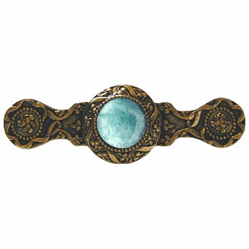 NHP-624-G-GA Victorian Jewel Pull 24K Gold Finish/Green Aventurine 3" CC 3-7/8" x 1-1/4" 1-1/4" Proj Jewels Collection by Notting Hill