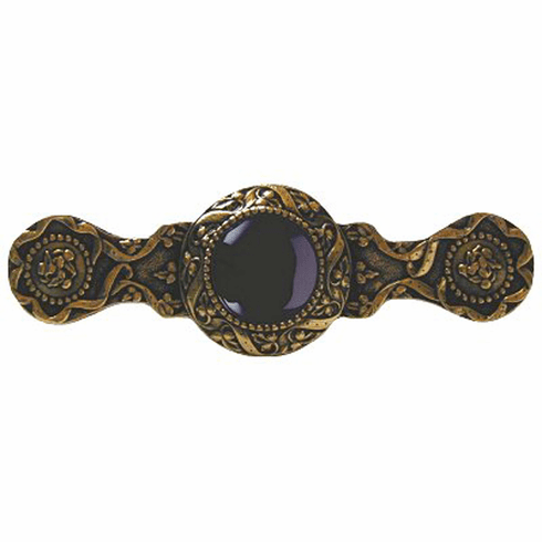 NHP-624-G-O Victorian Jewel Pull 24K Gold Finish/Onyx 3" CC 3-7/8" x 1-1/4" 1-1/4" Proj Jewels Collection by Notting Hill