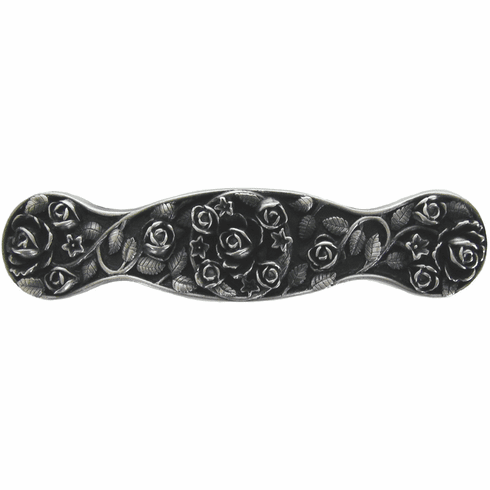 NHP-626-AP Saratoga Rose Pull Antique Pewter 3" CC 4" x 7/8" 7/8" Proj Florals & Leaves Collection by Notting Hill