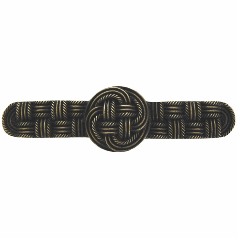 NHP-639-AB Classic Weave Pull Antique Brass 3" CC 4-1/8" x 1-1/8" 7/8" Proj Pastimes Collection by Notting Hill