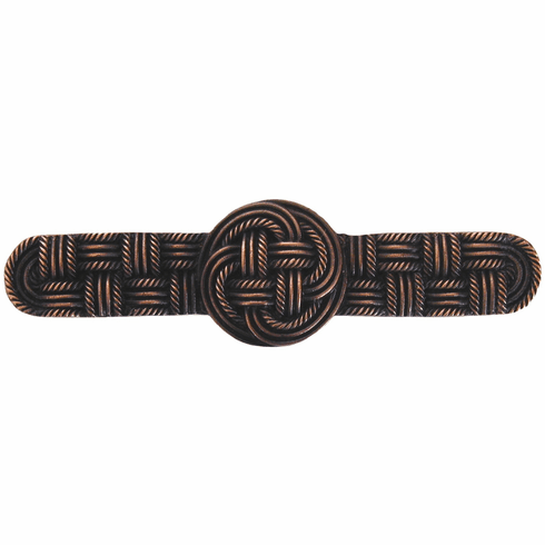 NHP-639-AC Classic Weave Pull Antique Copper 3" CC 4-1/8" x 1-1/8" 7/8" Proj Pastimes Collection by Notting Hill