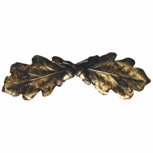 NHP-644-AB Oak Leaf Pull Antique Brass 3" CC 4" x 1-1/4" 7/8" Proj Leaves Collection by Notting Hill
